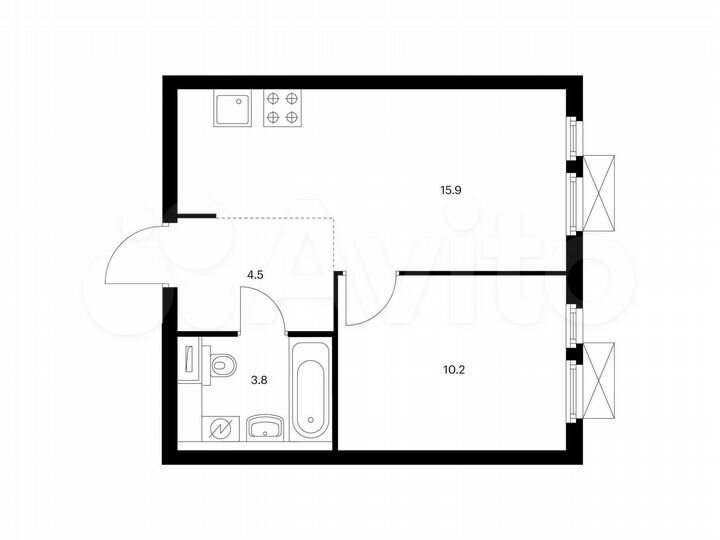 1-к. квартира, 34,4 м², 16/22 эт.