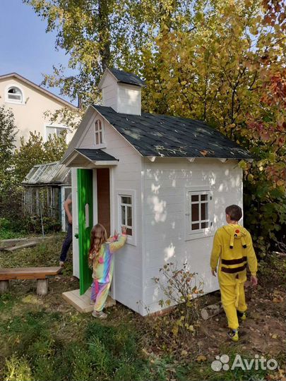 Детский летний уличный домик игровой деревянный до