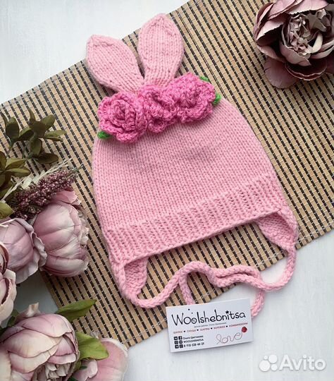 Шапка для девочки зайка