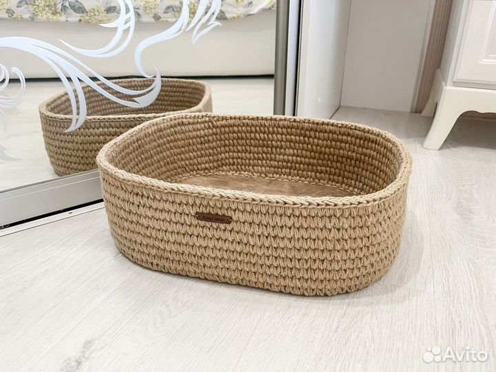 Корзина лежанка из джута / Корзина из джута