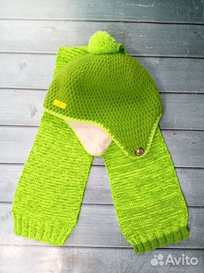 Шапка и шарф Шерсть мериноса, зима 5-6 лет