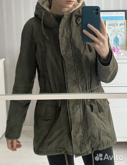 Парка (куртка) mango с капюшоном