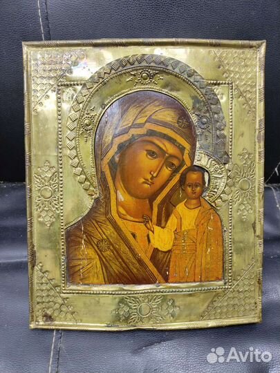 Старинная икона Казанская Божья матерь 19 век