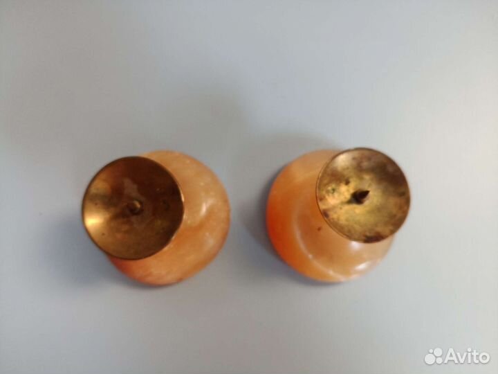 Подсвечники из малахита и оникса