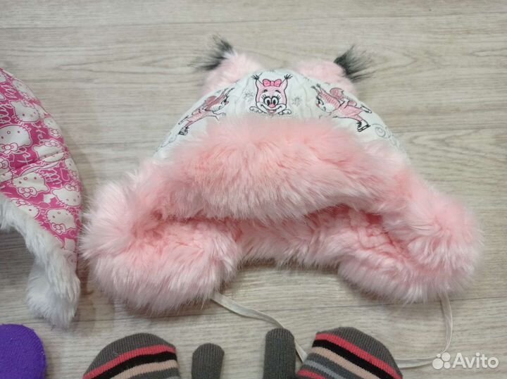 Шапки на зиму для девочки 2 шт 1.5 до 3 лет