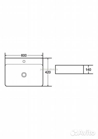 Armadi Art Vallessi Раковина керамика прямоугольная под смеситель Белая