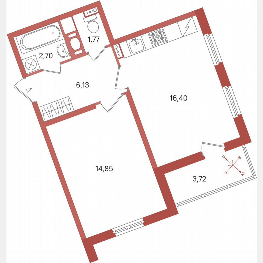 1-к. квартира, 43,7 м², 3/11 эт.