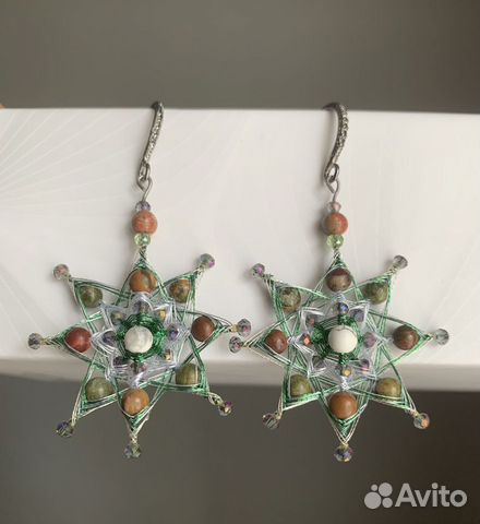 Серьги ручная работа. Мандала. Камни