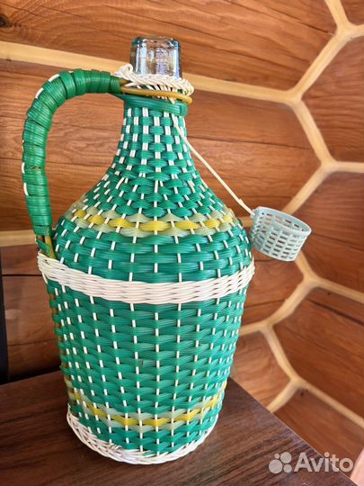 Бутыль винная СССР в оплетке,3 литра