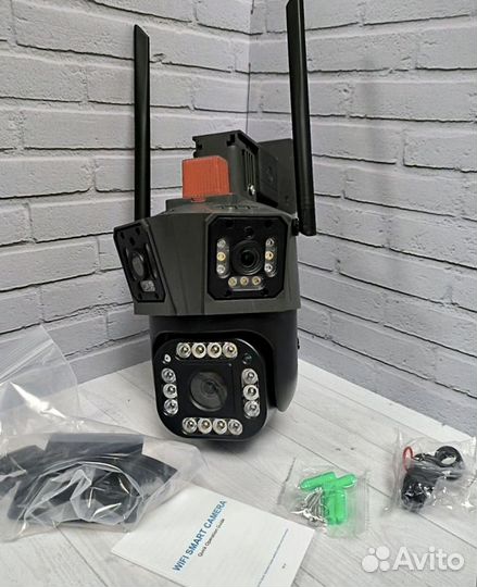 Камера wi-fi с 3 объективами поворотная