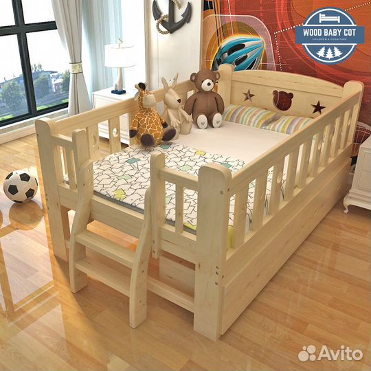 Детская кровать Мишка. Массив