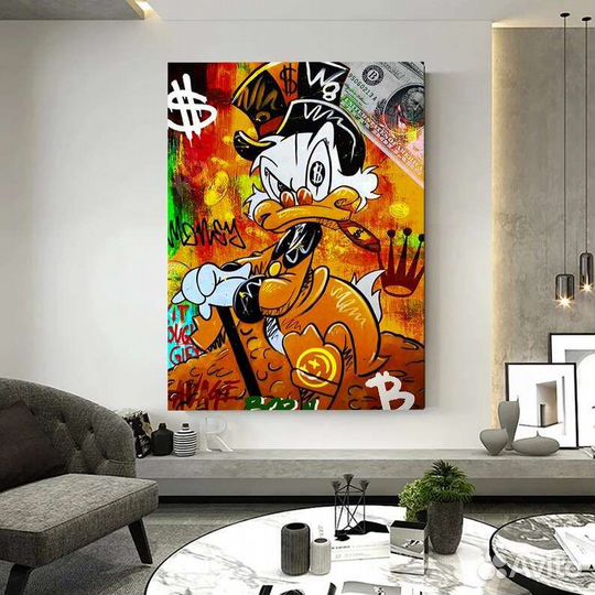 Яркая картина маслом в подарок Скрудж Макдак