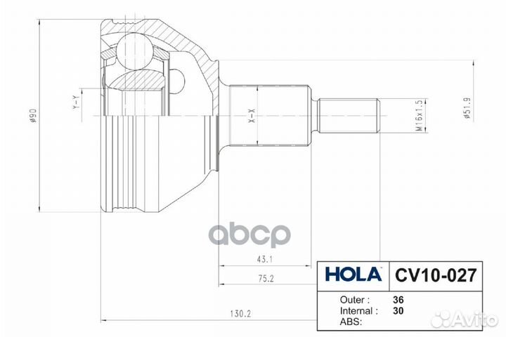 Шрус VAG polo/rapid AT наруж. 36/30 шл., левый