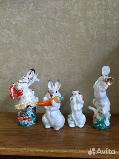 Фарфоровые статуэтки СССР лфз Зайцы