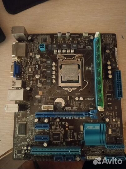 Материнская плата 1155 с процессором и памятью