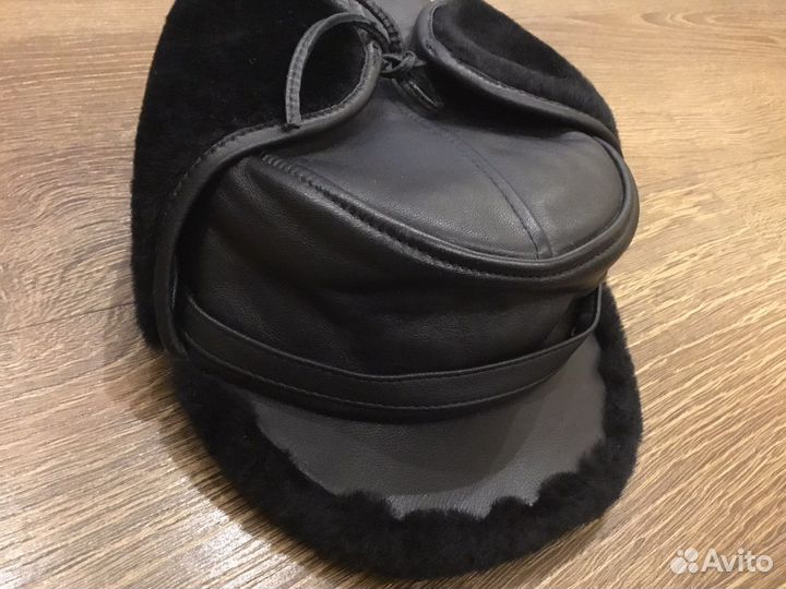 Мужская зимняя шапка кожа и мех натуральные