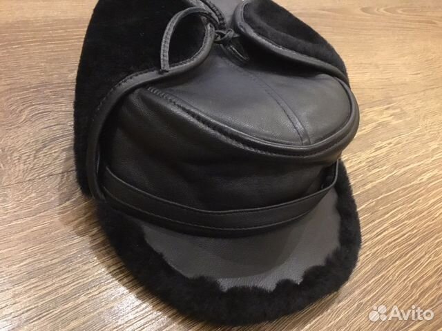 Мужская зимняя шапка кожа и мех натуральные