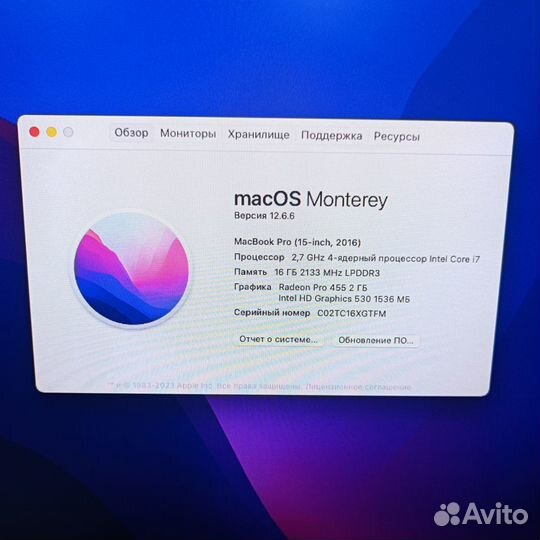 Материнская плата Macbook Pro A1707 2016 i7 SSD512