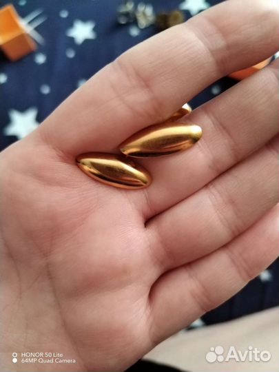 Запонки СССР вставка Янтарь