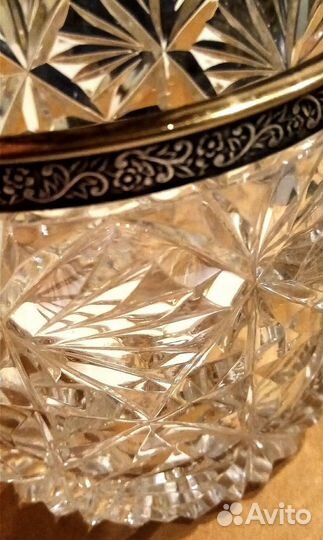 Ваза хрусталь винтаж, мельхиор 1979г