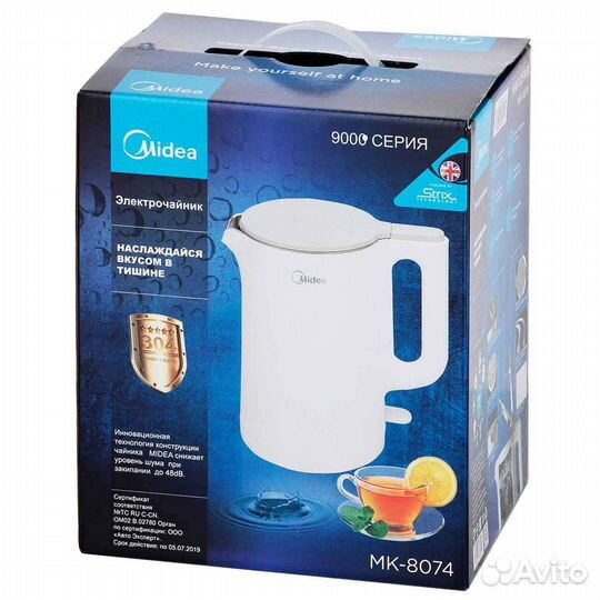 Новый чайник Midea MK-8074, белый