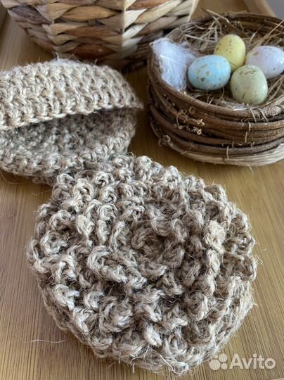 Мочалка из джута ручной работы