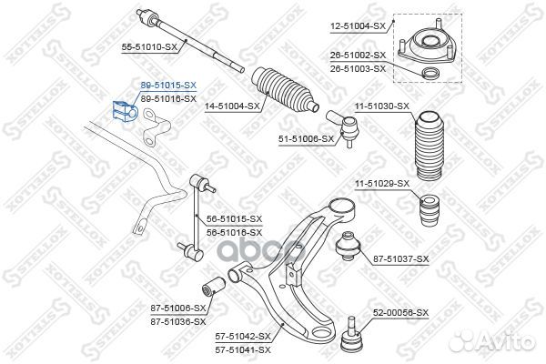 89-51015-SX втулка стабилизатора переднего Hyu