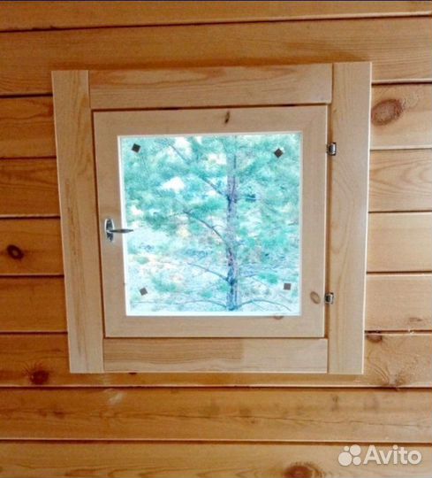 Форточка деревянная в баню и сауну
