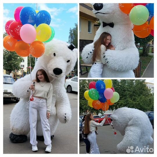 Праздники мероприятия с Белым Мишкой 2.6 м