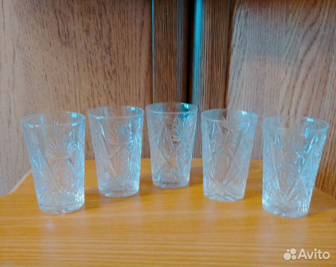Хрустальные рюмки, стопки, стакан. СССР