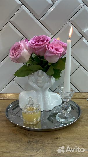 Набор металлический круглый поднос 4 штуки