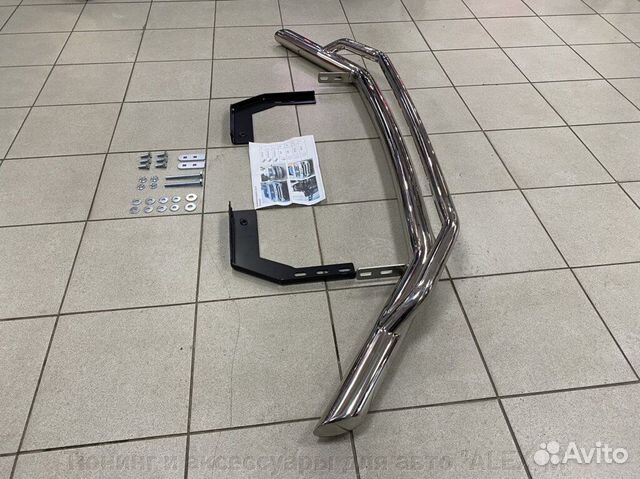 Защита переднего бампера двойная