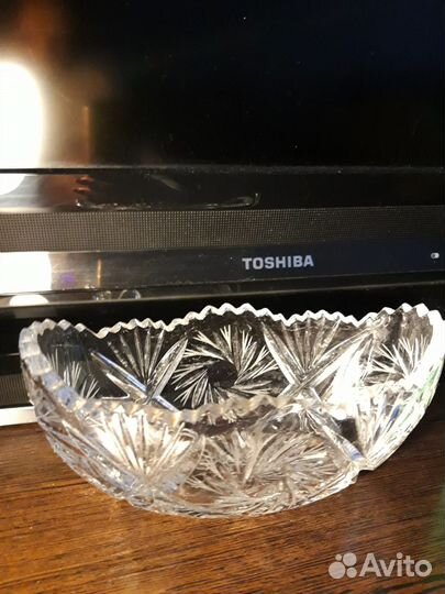 Хрустальная конфетница ладья cccp