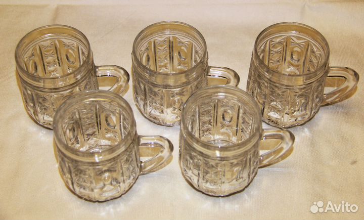 Хрустальные кружки советских времён - 5 штук