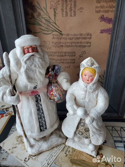 Дед мороз СССР и снегурочка ватная