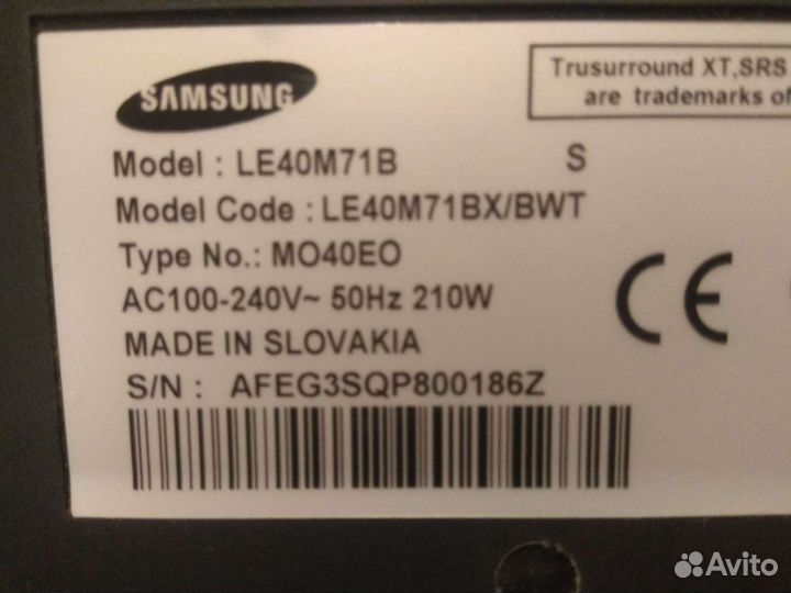Телевизор samsung le40m71bx/BWT