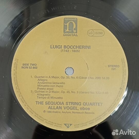 Boccherini,The Sequoia String Quartet винил