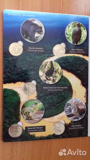 Набор монет Перу 1 соль красная книга в альбоме