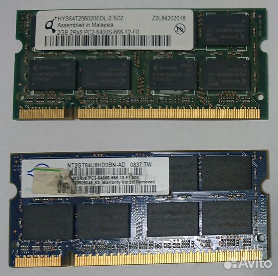 RAM в ноутбук SO-dimm DDR2 по 2Gb PC2-6400S 800Мгц