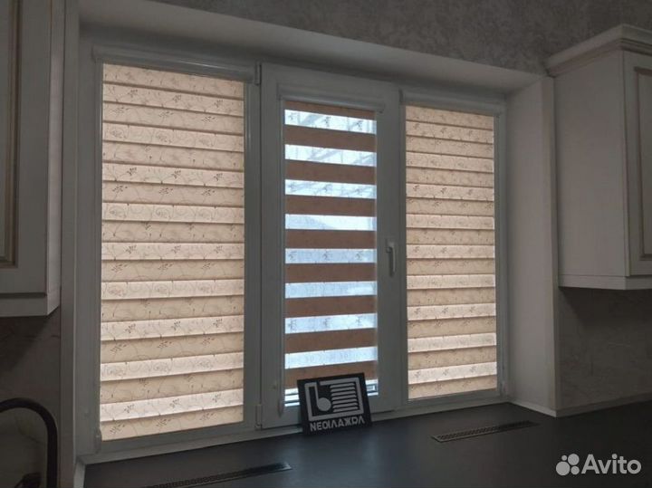 Рулонные шторы день ночь зебра T441M-Q07336