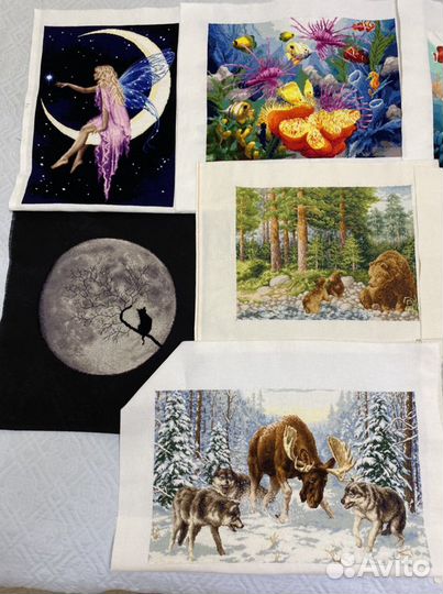 Картина вышитая крестом (48х30см) без рамы