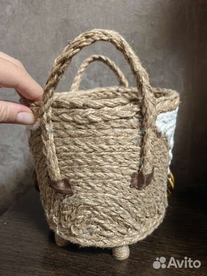 Горшок джут декоративный ручная работа