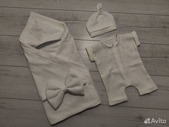 Комплект на выписку. Лето. Муслин. 4 предмета