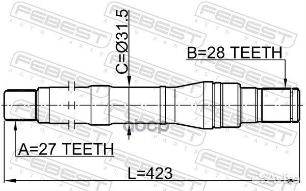 Вал hyundai santa FE 06- приводной 27X423X28 12