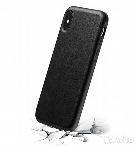 Кожаный чехол на iPhone XR Черный