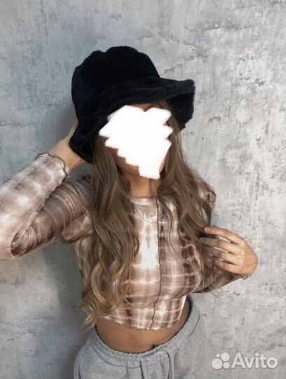 Плюшевая черная панама