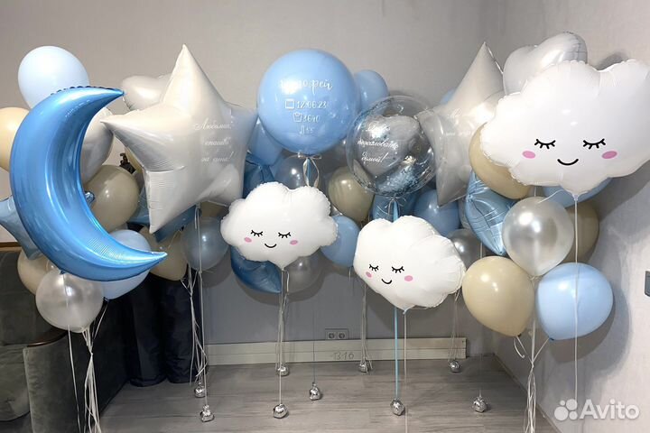 Воздушные шарики для выписки из роддома