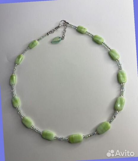 Зеленые бусы чешское стекло 44 см