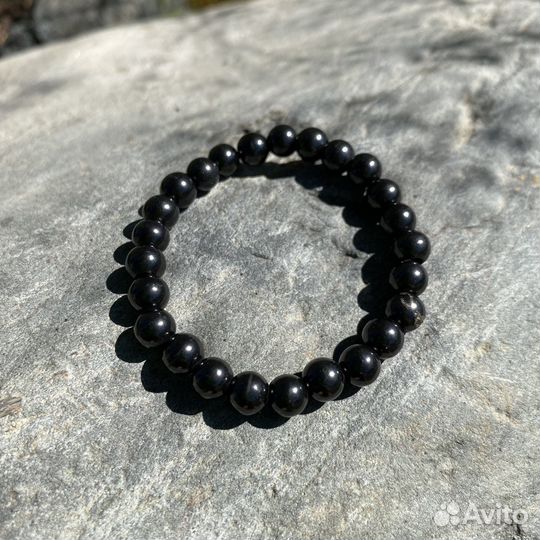 Моно браслет из натурального камня шунгит