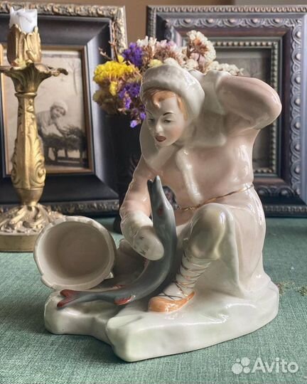 Статуэтка Емеля со щукой Минск 50-х отличная